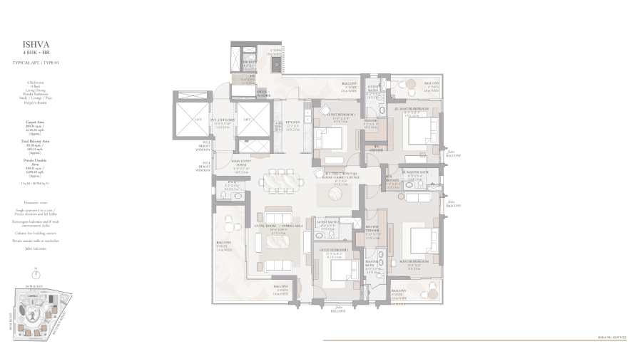 Tarc Ishva 4 BHK Floorplan